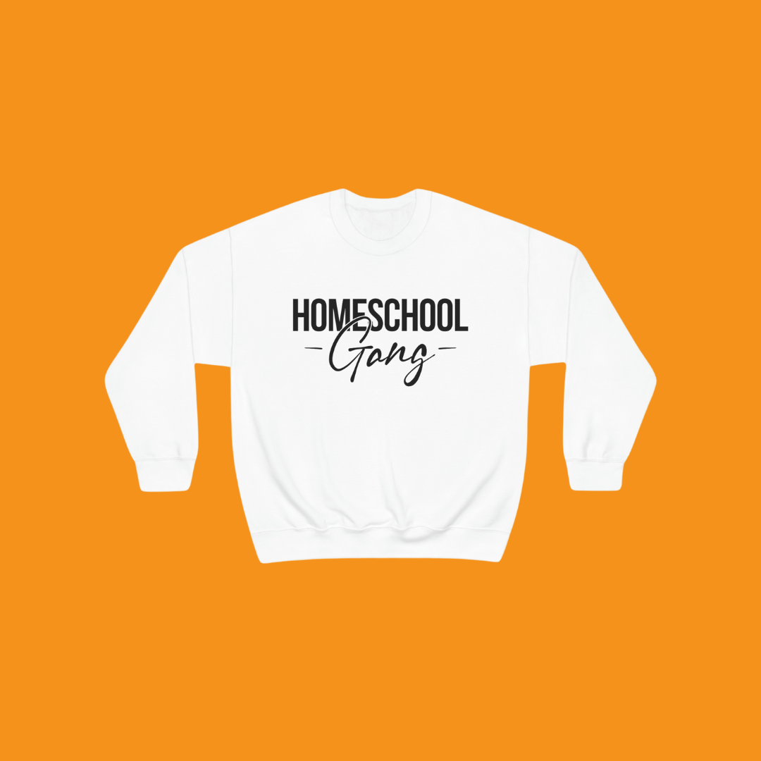 Detailed view of the high-quality cotton-poly blend fabric of the Homeschool Gang Sweatshirt.