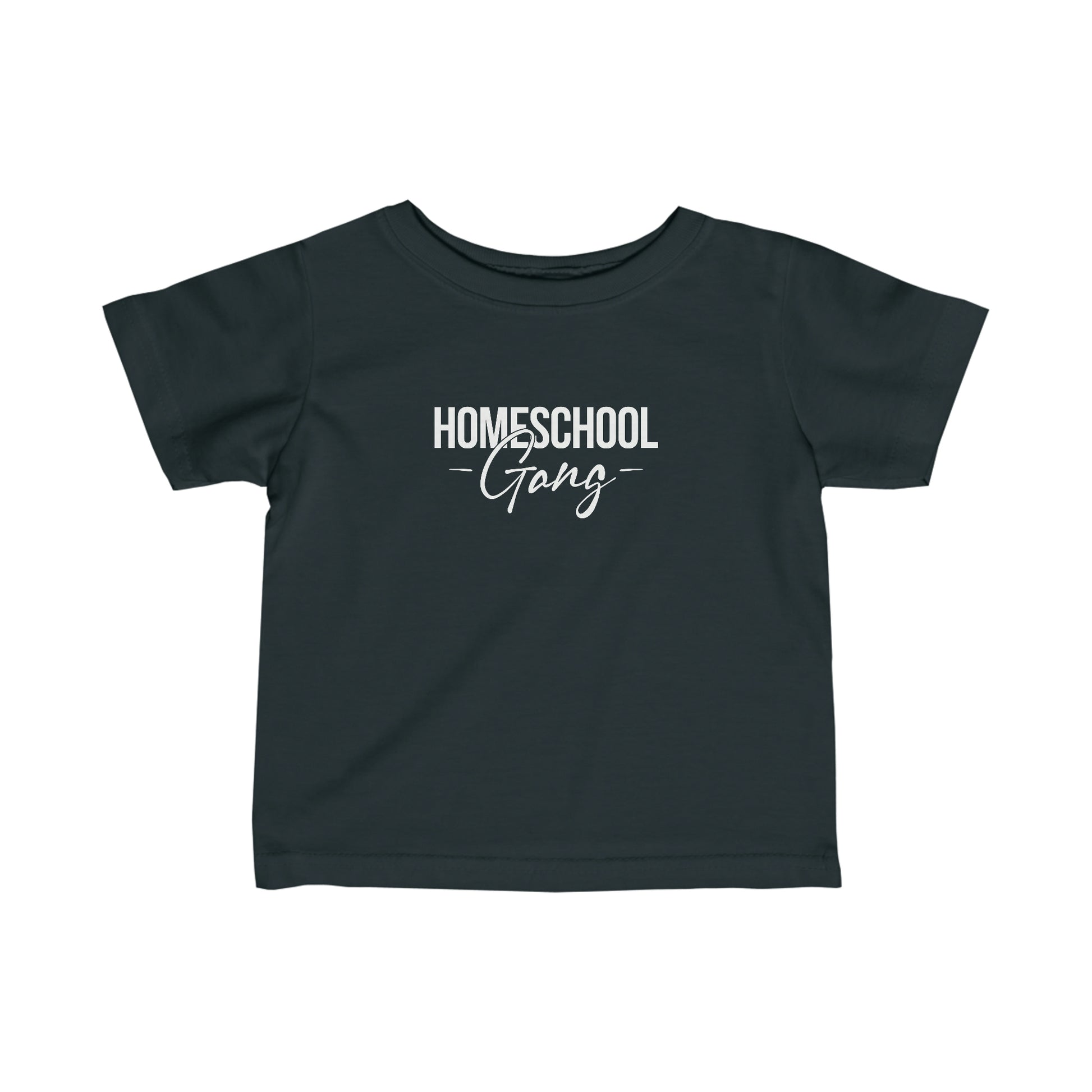 Detailed view of the soft, ringspun cotton fabric of the Homeschool Gang Toddler Tee.