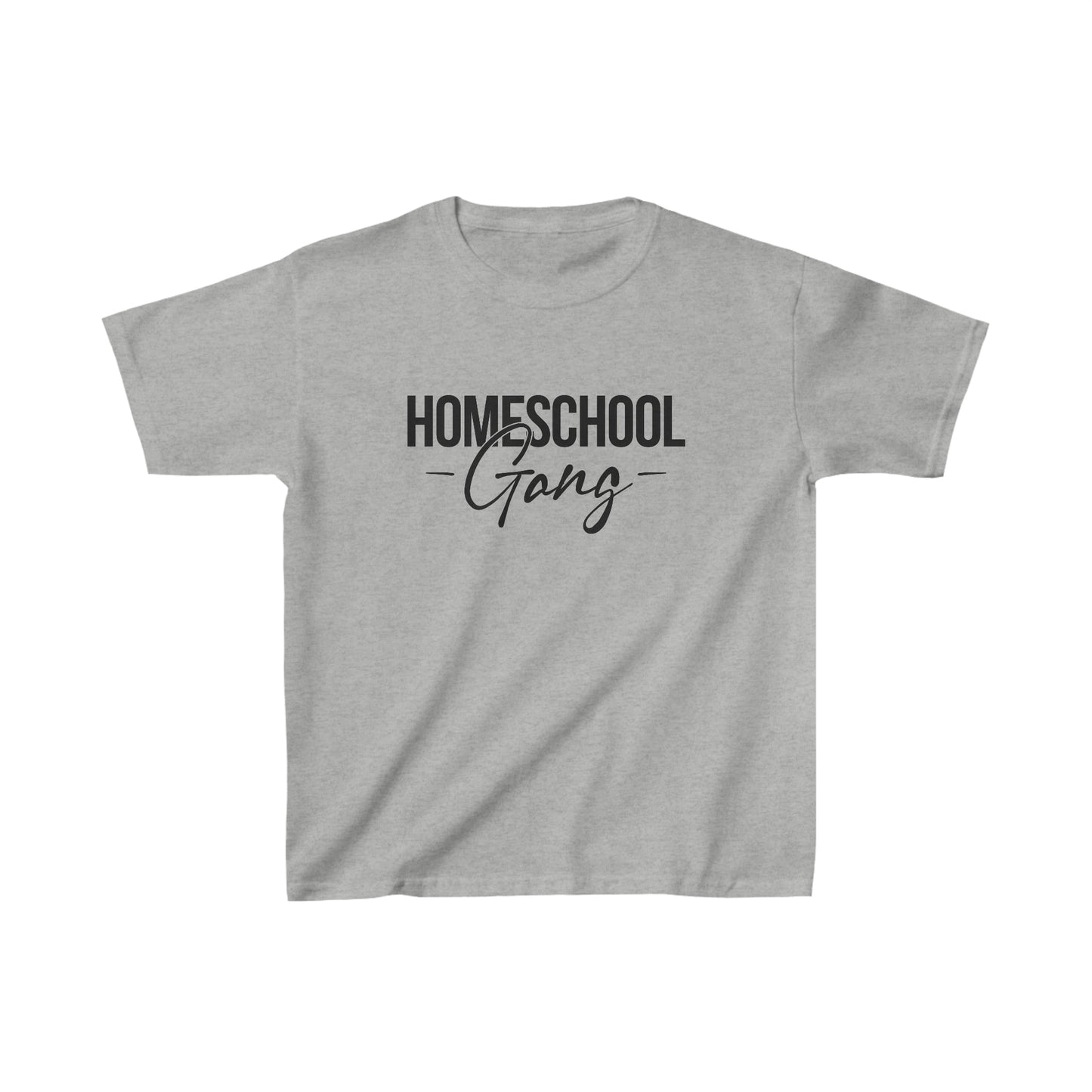 Detailed view of the high-quality, soft cotton fabric of the Kids Homeschool Gang Tee.